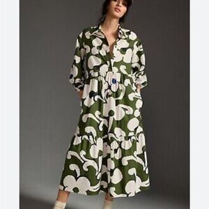 Maeve Anthropologie dress. Bettina Tiered Midi Shirt Dress